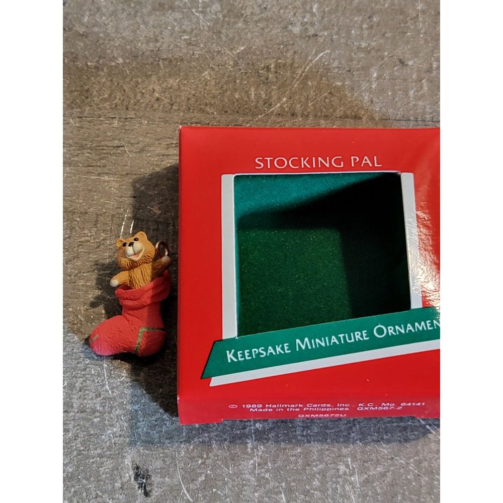Hallmark 1989 stocking pal mini ornament Xmas Decor teddy bear